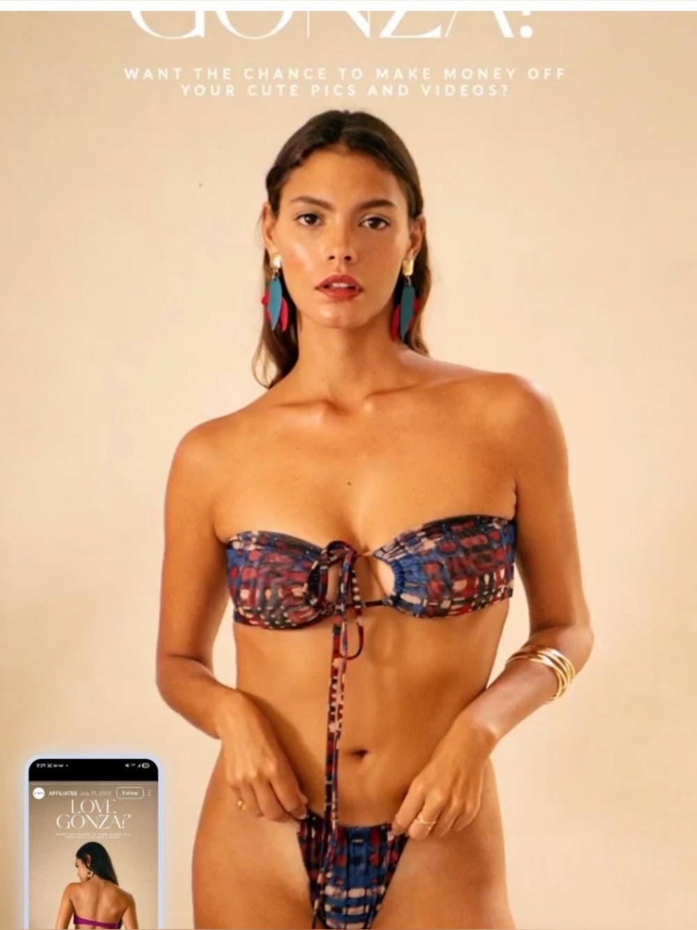 Triangle Top Bikini Set in Multicolor Print